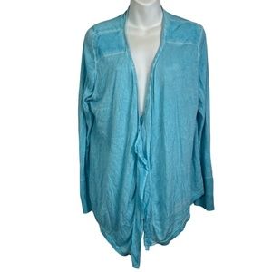 CHICO'S Open Waterfall Lightweight Long Sleeve Cardigan Sweater Sky Blue sz 2 /L